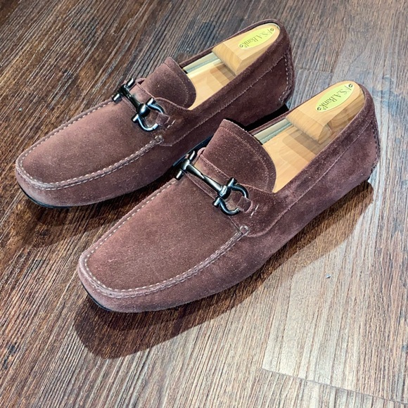 SALVATORE FERRAGAMO SUEDE DRIVING LOAFERS MOCCASINS - Picture 3 of 11